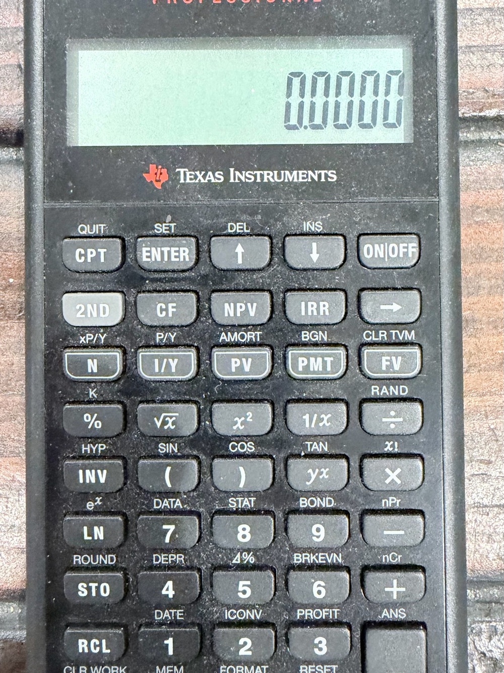 Texas Instruments Black Financial Calculator with Gray Display